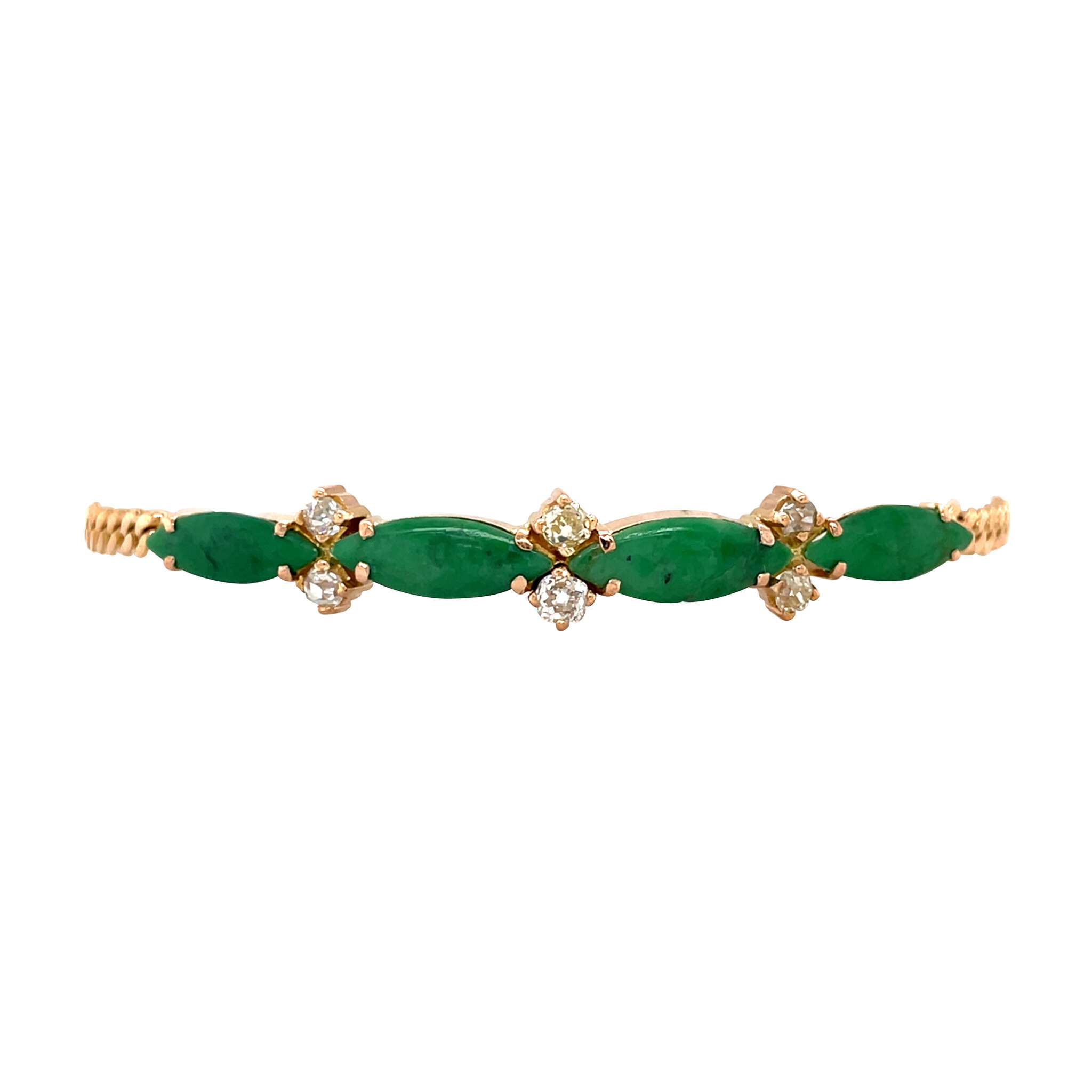 Gouden armband met jade en diamant 20 kt
